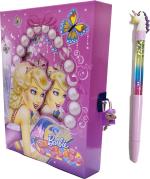 Technochitra Multicolor Charming Angel Designer Lock Diary With Unicorn Pen Diary Single Rule (Pack Of 2)