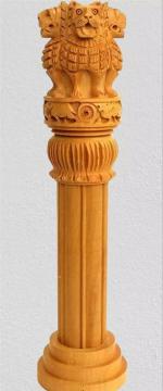 OURVIC Wooden Ashoka Stambh- Ashoka Pillar Indian National Emblem- Ideal for Office & Home Decor Showpiece