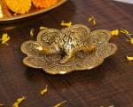 Denique Metal Feng Shui Tortoise On Plate Showpiece - Best Gift for Career and Good Luck Vastu - Turtle Figurine Lucky Charms