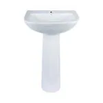 PARRYWARE VINTO SMART Series Full Pedestal WASH BASIN (White) With Faucet Hole | 560x482mm, Semi Circle | Ceramic Basin/Sink for Bathroom, Living Room | NOT Table / Counter Top | C898A46