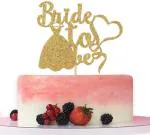 Festiko Gold Glitter Bride To Be Cake Topper For Bridal Shower, Engagement, Bachelorette, Wedding Party Decorations