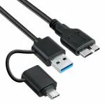 Storite Micro B to USB 3.0 Type C Male Hard Drive Cable 2-in-1 Data Transfer Converter Cable for desktop & laptop