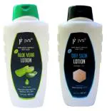 JVS Unisex Moisturizing Body Lotion Combo Pack(Dry Skin & Aloe Vera)650 ml. each-Pack of 2|Dry Skin Body Lotion| Body Moisturizer| Cold Cream| Body Butter| Sunscreen| Aloe Vera