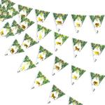 Festiko 12 Flags Jungle Safari Animal Pennant Banner Paper Triangle Bunting Garland (Gold And Green)