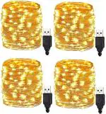 LTETTES LED USB Powered Copper Wire Fairy String Lights 15 cm and 150 Lights (Pack of 4)