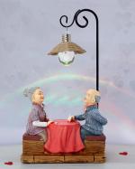 TIED RIBBONS Multicolor Resin Old Couple with Led Light Showpiece 13.9 x 20.3 x 20.3 cm