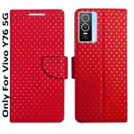 A D Enterprises DT Red Flip Cover for Vivo Y76 5G | Magnetic Case | Shock Absorbent | Flip Cover Vivo Y76 5G
