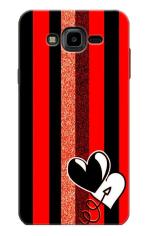 MobiEra Samsung Galaxy J7 2015 Orange Stripes Design Plastic Hard Case Cover