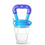 Ineffable Baby Soother BPA-Free Silicone Food Nibbler for Fruit and Veggie with Rattle Handle (Multicolour, 0-24 Months) (Pack of 1) (Blue Soother)
