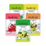 MasKing Beauty Facial Sheet Mask with Real Extract of Cucumber, Lemon, Pomegranate, Kiwi & Avocado for Skin Glowing, Brightening, Lightening, Regenerate & Nourishing for Women & Men 100ml (Combo Of 5)
