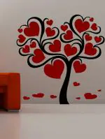 Trends on Wall Black-Red Vinyl Heart Tree Design Wall Sticker 60 x 60 cm