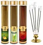 The Aroma Factory Pineapple, Kewda & Rose Incense Stick Agarbatti (Zero Charcoal & 100% Herbal) Bottle Pack of 3 x 100