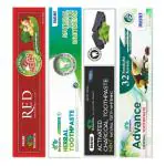 Jagat Devsutra Ayurvedic Charcoal + Herbal Mint + Advance + Red Toothpaste Combo Pack Offer - 100% Natural Teeth Whitening Formula with No Fluoride & No Artificial Colours - Pack of 4 (100g X 4)