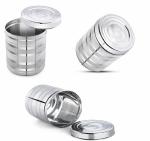 Neelam Stainless Steel Deep Dabba/Storage Containers Diamond Touch1000ml,1400ml,1900ml,2600ml,3100ml Set of 5Pcs, Silver