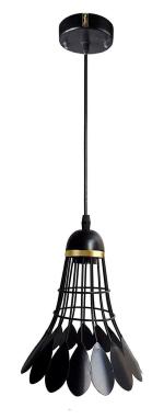 DEVICE OF OPEN BOX ALONG WITH DASYA ENTERPRISES-Ceiling Light Shuttlecock Design Industrial Black Finish Metal Shade Hanging Pendant Ceiling Lamp (Bulb not Included) (Single Shuttle Pendant Light)