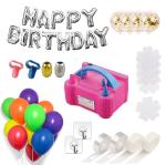 Party Propz Latex, Metallic Electric Air Balloon Blower, Inflator Portable Dual Nozzles- Ballon Arch Garland Kit With Tape Strip, Tying Tool, Dot Glue, Flower Clip