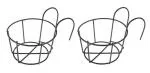 Appeasy Black Metal Hanging Railing Planters Flower Pot Holder-(Pack Of 2 )