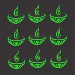 DreamKraft Green Glow In Dark Radium Diwali Diya Sticker 17x25 cm 9 Pcs
