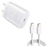 IARYZ Original OriginaI 25-Watt Type C Fast Compatible Samsung S21 FE/F13 (Adapter & Cable (White)
