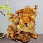 DAILY FEST Feng Shui Laughing Buddha Sitting On Dragon blessing Good Luck Decorative Showpiece