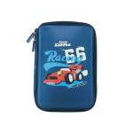 Smily Kiddos Single Compartment Navy Blue Race Car Ethylene Vinyl Acetate Zipper Pencil Case for Boys and Girls