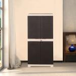 Nilkamal Freedom Mini Medium Cane (FMMCANE) Plastic Cabinet for Storage| Space & Clothes Organizer| Shelves| Cupboard| Almari| Wardrobe| Living Room| Adult & Kids| Multipurpose for Home Kitchen & Office Weathered Brown & Biscuit DIY