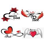 Temporary Tattoowala Mom Dad With Heart Designs combo Pack of 4 Temporary Tattoo StickerFor Men and Woman Temporary body Tattoo