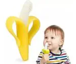 Ineffable Food Grade Banana Shaped Silicone Teether Toothbrush/Teether for Baby/Toddlers Teether