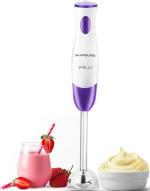 Longway Stella Hand Blender with Stainless Steel Blades | Detachable Anti Splash Stainless Steel Foot | Perfect for Smooth Blends | 1 Year Warranty (300 W, Purple)