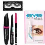 BUYTYA Black Eyeliner With Mascara Eyebrow Pencil And Eyelash Glue (Set Of 5)