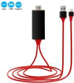 Astound Hdmi Cable 2 M Copper Braiding Lightning To Hdmi Adapter Cable (Apple Ios Mirroring On Tvs) (Compatible With Camera, Computer, Gaming Console, Mp3 Player, Mobile, Smart Watch, Tv, Tablet, Red, One Cable)