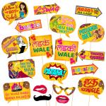 Zyozique Mehandi Props for Bride and Family Photo Booth Board - Mehandi Decorations Props 19 Pcs