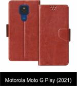Sbms Motorola Moto G Play Brown Artificial Leather Shock Proof Flip Cover