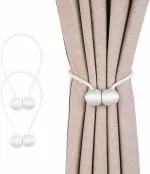 Ramcha European Cream Polyester Magnetic Curtain Tieback 18 inch (Pack of 2)
