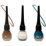KINDED Teal Green, Camel Brown and White Pearl Waterproof Smudgeproof Longlasting Liquid Eye Liner, 5 ml - Pack of 3