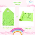 THE LITTLE LOOKERS Super Soft Baby Towel Set| 1 Hood Towel & 1 Bath Towel |for Infants & Babies(Green)
