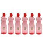 Harsh Pet Compact Plastic Pink Water Bottle - 1000 ml (set of 6)
