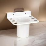 SHOPITECH Plastic Unbreakable Tooth Brush Paste Holder Home Acrylic Bathroom Faucets Accessories 2 In 1 Plastic Wall Shelf