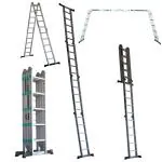 Mivu Flexi Pro 20 feet (20 steps) 8-in-1 Multipurpose Foldable Aluminium Ladder | Made In India | Heavy Duty Portable Step Ladder for Home & Outdoor use (Without Scaffolding Plates)