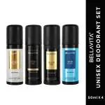 Bella Vita Organic Perfume Deo 4x50ML Spray Travel Size Deodorant Gift Set