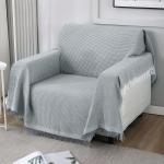 HOKIPO Polyester Cotton Sofa Cover Thick and Soft Throw 1 Seater, 180 (D) x 180 (L) cm (AR-4638-N1), Grey