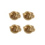 Handicrafts Paradise Om Shape Antique Golden Finish Metal Diya 2.25 x 2.25 inch (Set of 4)