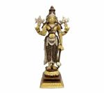 Idol Collections Gold Brass Lord Vishnu Idol Stand Statue, 8.5 Inch