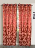 Shanplus Lifestyle Stria Square Maroon Geometric Polyester Window Curtain 210 cm x 110 cm (Pack of 1)