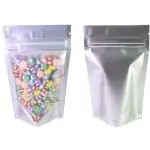 Pocheon - 70 Gm - 25 Pcs Silver Transparent Reusable Stand up Zip Lock Storage Pouch