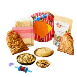 Kesar Sweets | Lohri & Makar Sankranti Snacks & Sweets Gifting Hamper Box - Gifts Pack with Sweet Fini, Peanut Chikki, Black Pepper Cashew, Popcorn & Moongphali in Potli