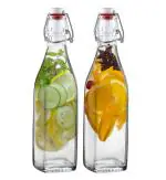 Cloudmart Glass Water Bottle with Leak-Proof Airtight Flip Top Lid, Swing Top Water Bottle with Stopper for Beverages,Oil,Vinegar,Beer (Capacity-500ml, Set Of 2)