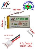 KP Original 3.7v 12000mAh Rechargeable Battery for Power Bank DVD, Tablet, MP3 Player, 12000 mah
