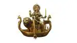 BHARAT HAAT Kalarambh Brass Vahanvati MATA Shikotar MATA Murti with Vahan Lion Metal Statue of Goddess for Home Idol Pooja Best Handicrafts Medium Art (5.8 x 2.8 x 6 inch, Yellow)