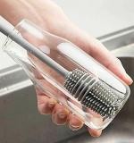 ODD M EVEN Bottle Cleaning Brush Silicone Long Handle - Ideal for Baby Bottles, Water Bottles, Containers, Vases, and Glass - Versatile Bottle Cleaner for Home and Kitchen Accessories - (Pack of 1)